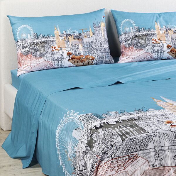 Completo Lenzuola Copriletto MATRIMONIALE London Westminster UNICA Cotone Caleffi