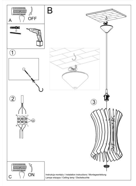 Lampadario su filo ORIANA 1xE27/60W/230V