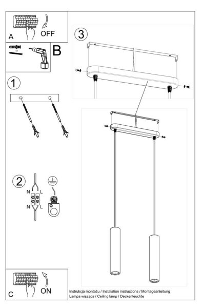 Lampadario a sospensione con filo LUVO 2xGU10/40W/230V