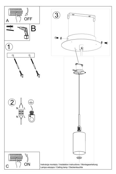 Sollux SL.0742 - Lampadario su filo OTTO 1xE27/60W/230V d. 15 cm nero