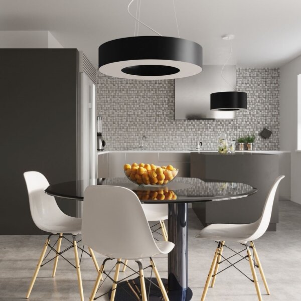 Sollux SL.0798 - Lampadario su filo SATURNO SLIM 8xE27/60W/230V d. 90 cm nero