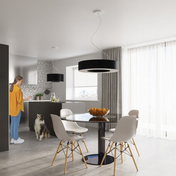 Sollux SL.0798 - Lampadario su filo SATURNO SLIM 8xE27/60W/230V d. 90 cm nero