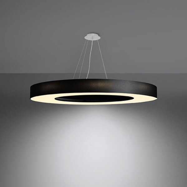 Sollux SL.0798 - Lampadario su filo SATURNO SLIM 8xE27/60W/230V d. 90 cm nero