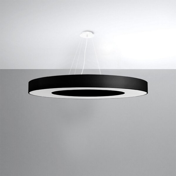 Sollux SL.0798 - Lampadario su filo SATURNO SLIM 8xE27/60W/230V d. 90 cm nero