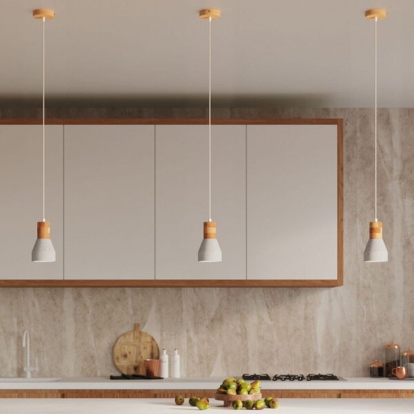 Sollux SL.0964 - Lampadario a sospensione con filo QUBIC 1xE27/60W/230V calcestruzzo/legno grigio