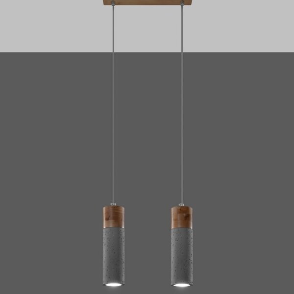 Sollux SL.0966 - Lampadario a sospensione con filo ZANE 2xGU10/40W/230V calcestruzzo/legno