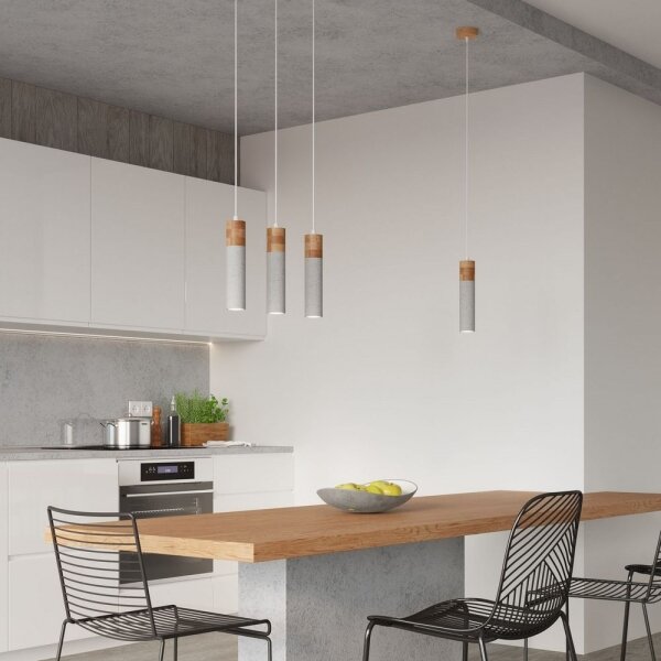 Sollux SL.0966 - Lampadario a sospensione con filo ZANE 2xGU10/40W/230V calcestruzzo/legno