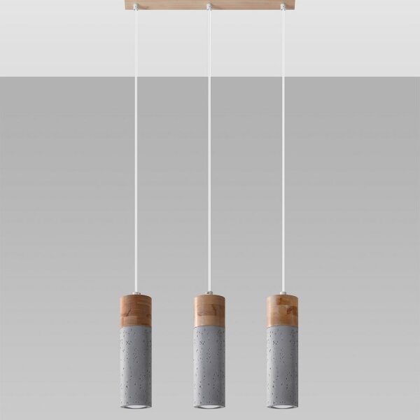 Sollux SL.0967 - Lampadario a sospensione con filo ZANE 3xGU10/40W/230V calcestruzzo/legno