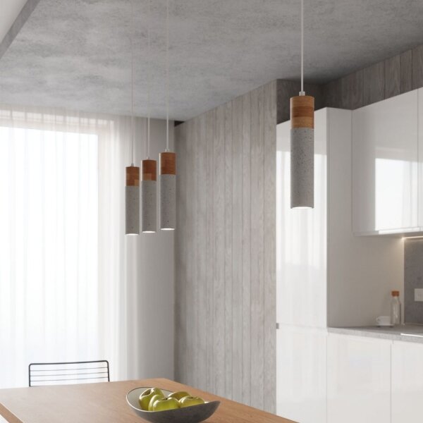 Sollux SL.0966 - Lampadario a sospensione con filo ZANE 2xGU10/40W/230V calcestruzzo/legno