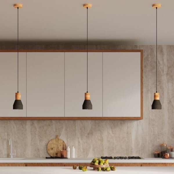 Sollux SL.0963 - Lampadario a sospensione con filo QUBIC 1xE27/60W/230V calcestruzzo/legno nero
