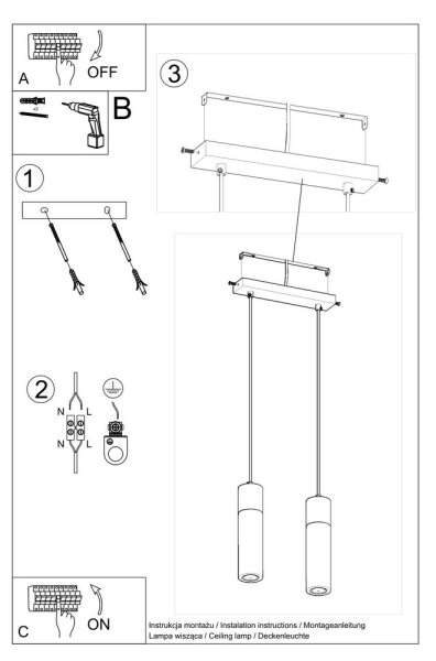 Sollux SL.0966 - Lampadario a sospensione con filo ZANE 2xGU10/40W/230V calcestruzzo/legno