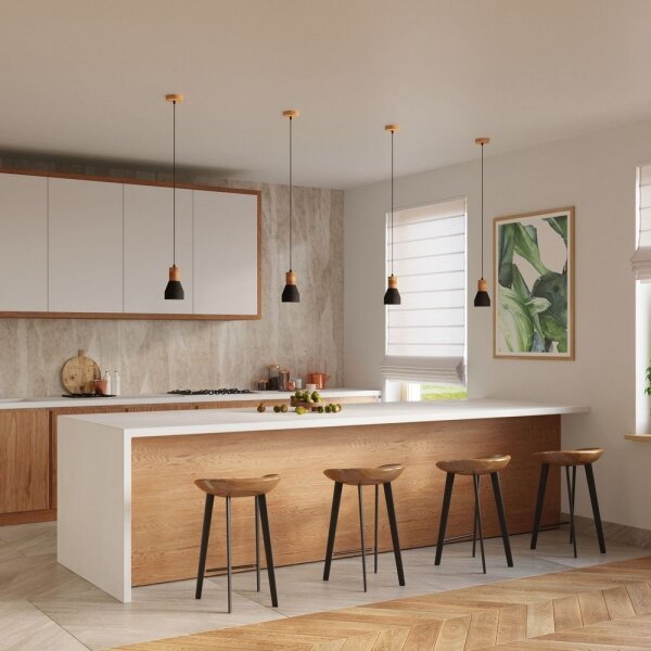 Sollux SL.0963 - Lampadario a sospensione con filo QUBIC 1xE27/60W/230V calcestruzzo/legno nero