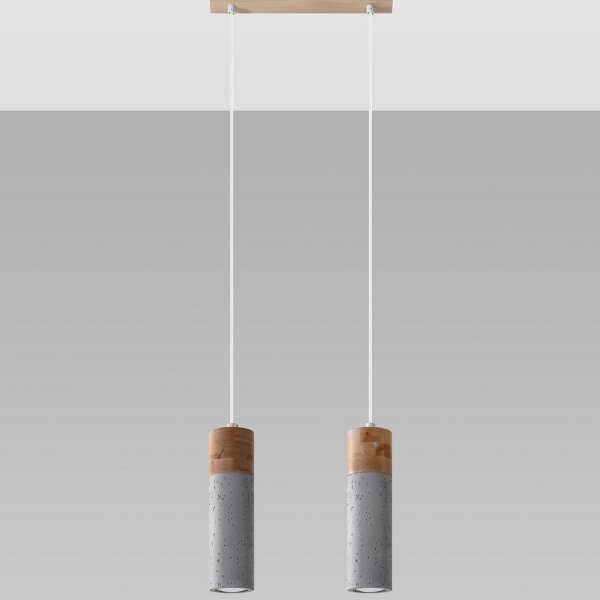 Sollux SL.0966 - Lampadario a sospensione con filo ZANE 2xGU10/40W/230V calcestruzzo/legno