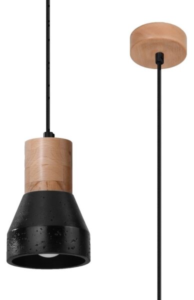 Sollux SL.0963 - Lampadario a sospensione con filo QUBIC 1xE27/60W/230V calcestruzzo/legno nero