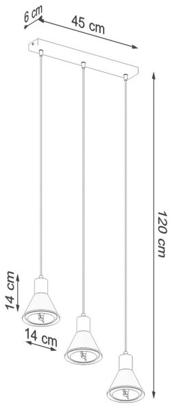 Sollux SL.0988 - Lampadario su filo TAZILA 3xES111/60W/230V bianco