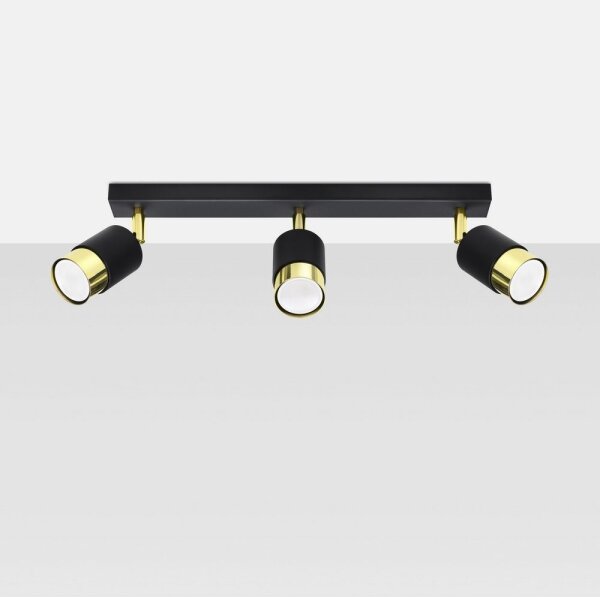 Sollux SL.1071 - Faretto NERO 3xGU10/40W/230V nero/oro