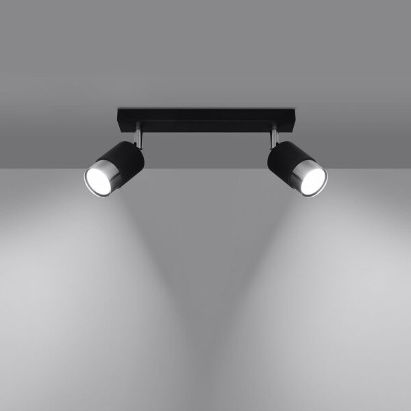 Sollux SL.1065 - Faretto NERO 2xGU10/40W/230V nero/cromo lucido