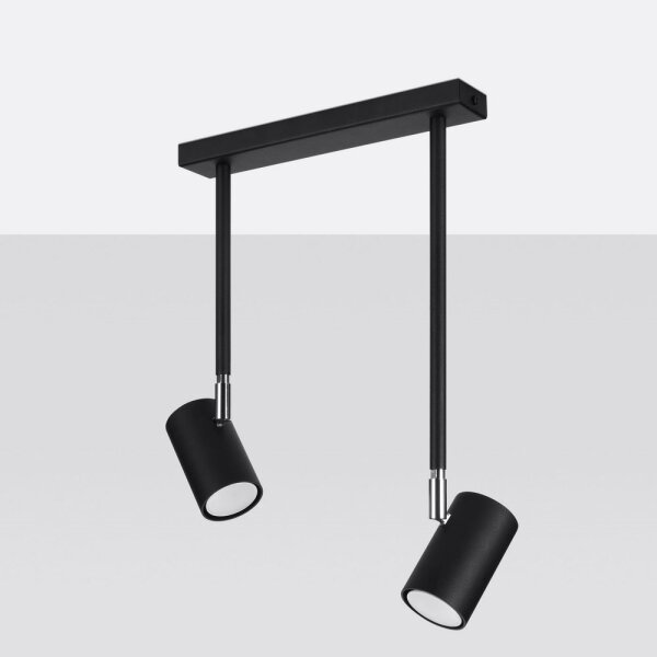 Sollux SL.1075 - Lampadario su palo NORANO 2xGU10/40W/230V nero