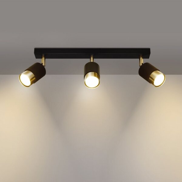 Sollux SL.1071 - Faretto NERO 3xGU10/40W/230V nero/oro