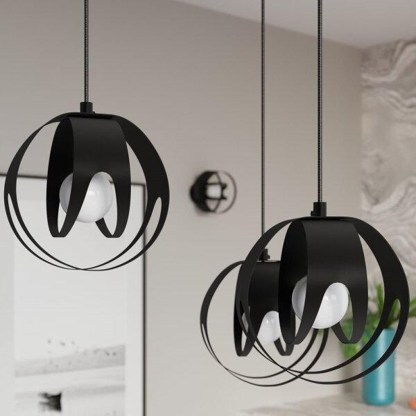 Sollux SL.1088 - Lampadario su corda TULOS 3xE27/60W/230V nero