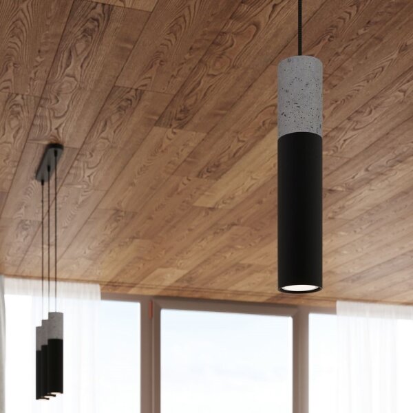 Sollux SL.1081 - Lampadario su corda BORGIO 3xGU10/40W/230V cemento/metallo nero