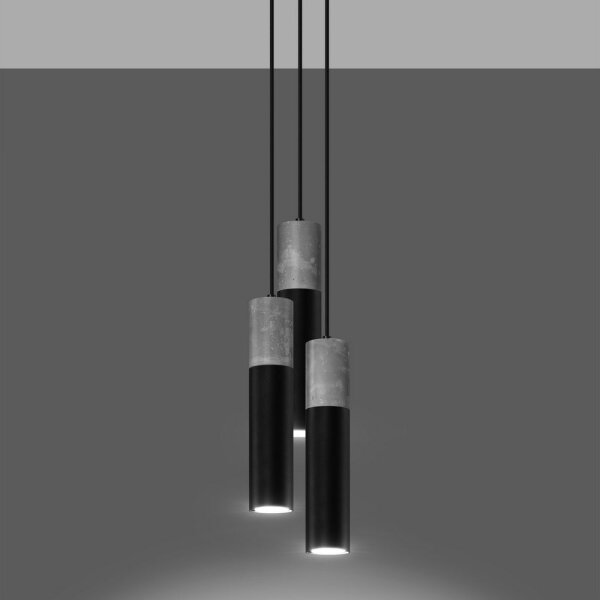 Sollux SL.1081 - Lampadario su corda BORGIO 3xGU10/40W/230V cemento/metallo nero