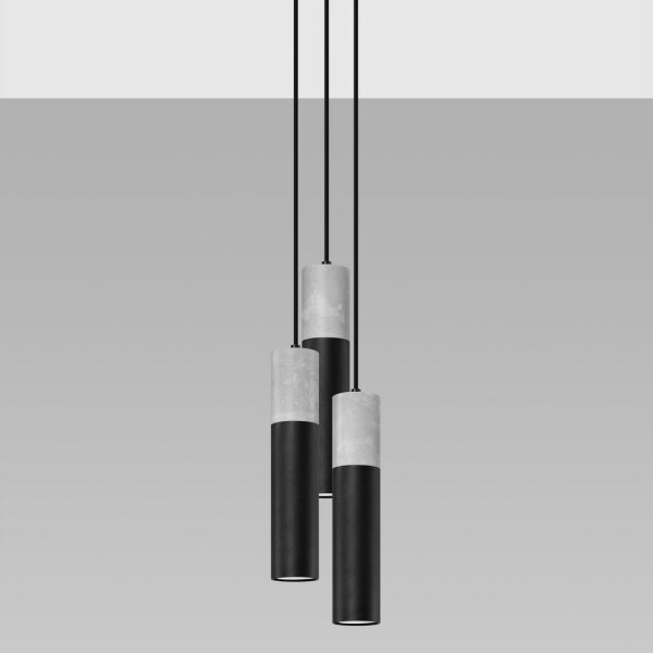 Sollux SL.1081 - Lampadario su corda BORGIO 3xGU10/40W/230V cemento/metallo nero