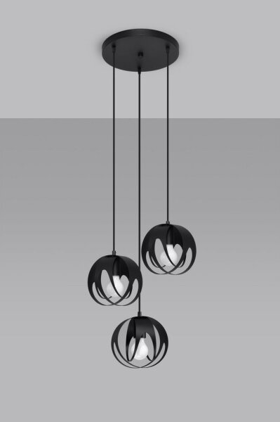 Sollux SL.1088 - Lampadario su corda TULOS 3xE27/60W/230V nero