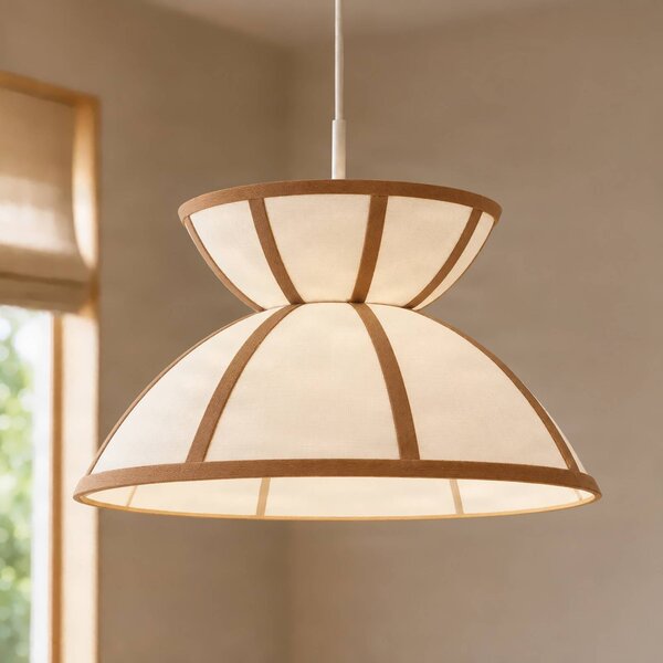 Lampada a sospensione Clarence Lucande, dimmerabile, Crema / Ambra, Soggiorno / Sala da pranzo, Tessuto / Stoffa / Seta, Campagna / Rustiche, Lampada a sospensione