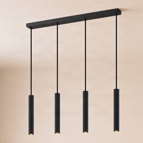 Lampada a sospensione Kardis Lindby, dimmerabile, Nero, Soggiorno / Sala da pranzo, Metallo, Moderno, Lampada a sospensione