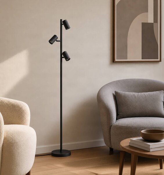Lampada da terra Kardis Lindby, Nero, Soggiorno / Sala da pranzo, Metallo, Moderno, Lampada da terra