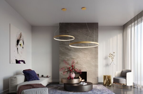 Thoro TH.174 - Lampadario LED a sospensione con filo RIO LED/50W/230V CRI90 3000K diametro 78 cm oro