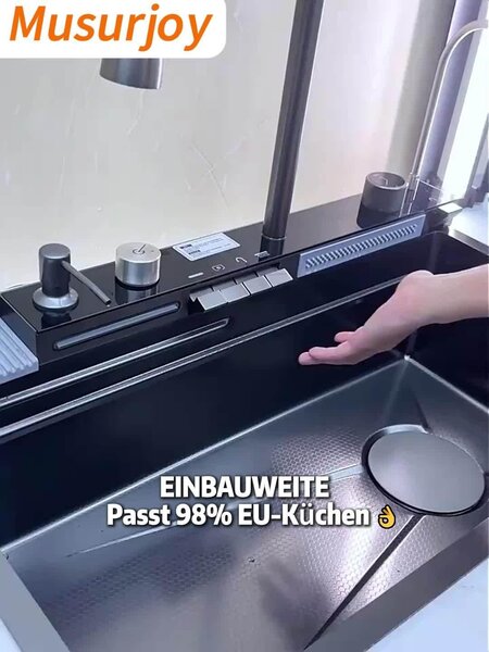 Rubinetto da cucina - Miscelatore da cucina - Rubinetto per lavello - Miscelatore - Bocchetta estraibile - Acciaio inossidabile 304 - Scarico laterale