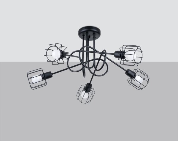 Sollux SL.1119 - Lampadario a sospensione con supporto rigido BELUCI 5xE14/40W/230V nero