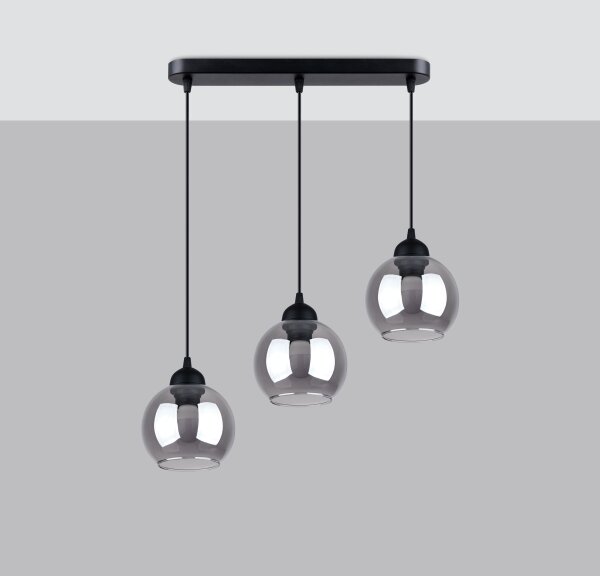 Sollux SL.1142 - Lampadario a cavo ALINO 3xE27/60W/230V nero