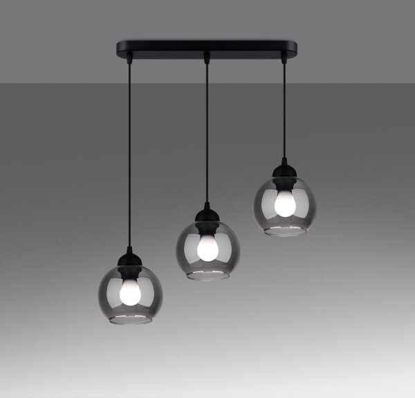 Sollux SL.1142 - Lampadario a cavo ALINO 3xE27/60W/230V nero