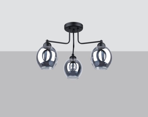 Sollux SL.1144 - Lampadario a stelo FILLAN 3xE27/60W/230V nero