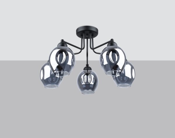 Sollux SL.1145 - Lampadario a stelo FILLAN 5xE27/60W/230V nero