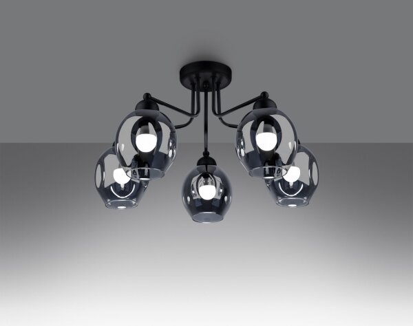 Sollux SL.1145 - Lampadario a stelo FILLAN 5xE27/60W/230V nero