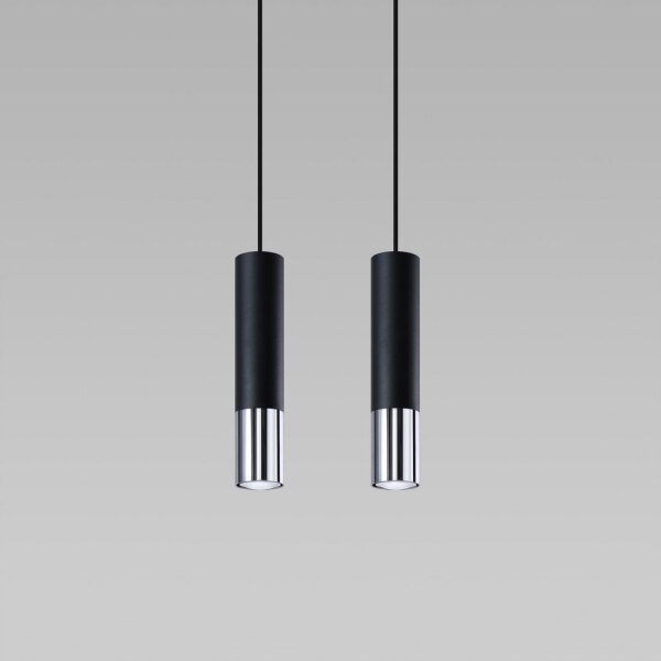 Sollux SL.0941 - Lampadario a sospensione con filo LOOPEZ 2xGU10/10W/230V nero/cromo