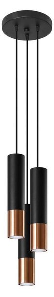 Sollux SL.0949 - Lampadario a sospensione con filo LOOPEZ 3xGU10/10W/230V arrotondato nero/rame
