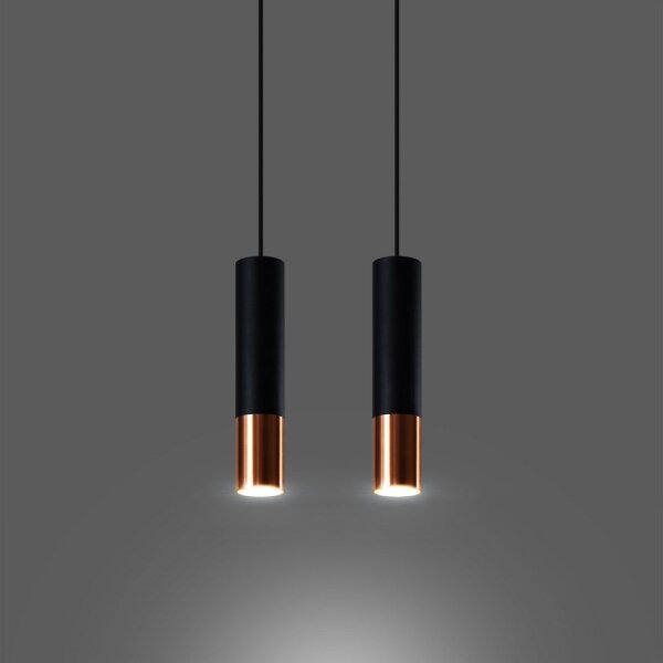 Sollux SL.0947 - Lampadario a sospensione con filo LOOPEZ 2xGU10/10W/230V nero/rame