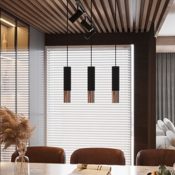 Sollux SL.0946 - Lampadario a sospensione con filo LOOPEZ 1xGU10/10W/230V nero/rame
