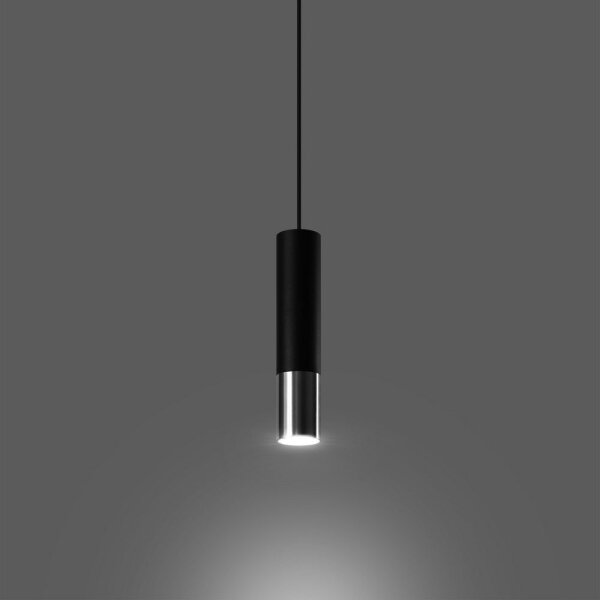 Sollux SL.0940 - Lampadario a sospensione con filo LOOPEZ 1xGU10/10W/230V nero/cromo