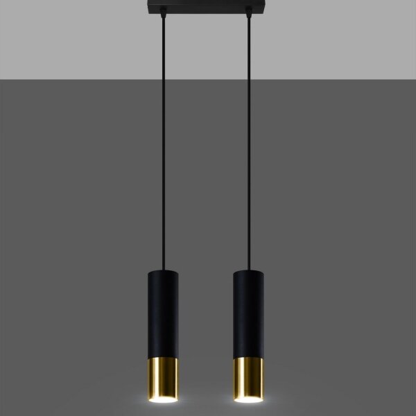 Sollux SL.0953 - Lampadario a sospensione con filo LOOPEZ 2xGU10/10W/230V nero/oro