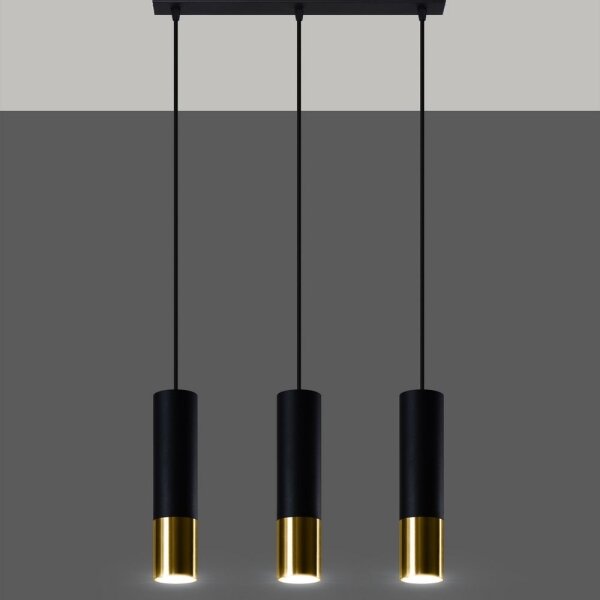 Sollux SL.0954 - Lampadario a sospensione con filo LOOPEZ 3xGU10/10W/230V nero/oro