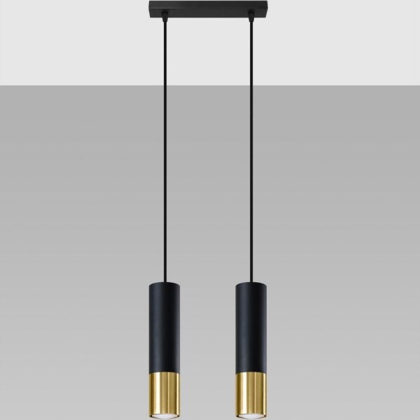 Sollux SL.0953 - Lampadario a sospensione con filo LOOPEZ 2xGU10/10W/230V nero/oro