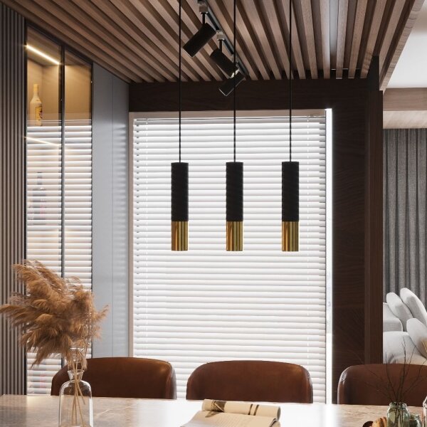 Sollux SL.0954 - Lampadario a sospensione con filo LOOPEZ 3xGU10/10W/230V nero/oro