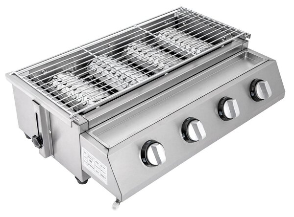 Barbecue a gas - Griglia per barbecue - Barbecue senza fumo - con 4 bruciatori individuali - altezza regolabile