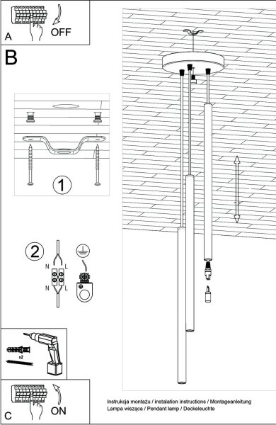 Sollux SL.1172 - Lampadario a sospensione con filo PASTELO 3xG9/8W/230V oro
